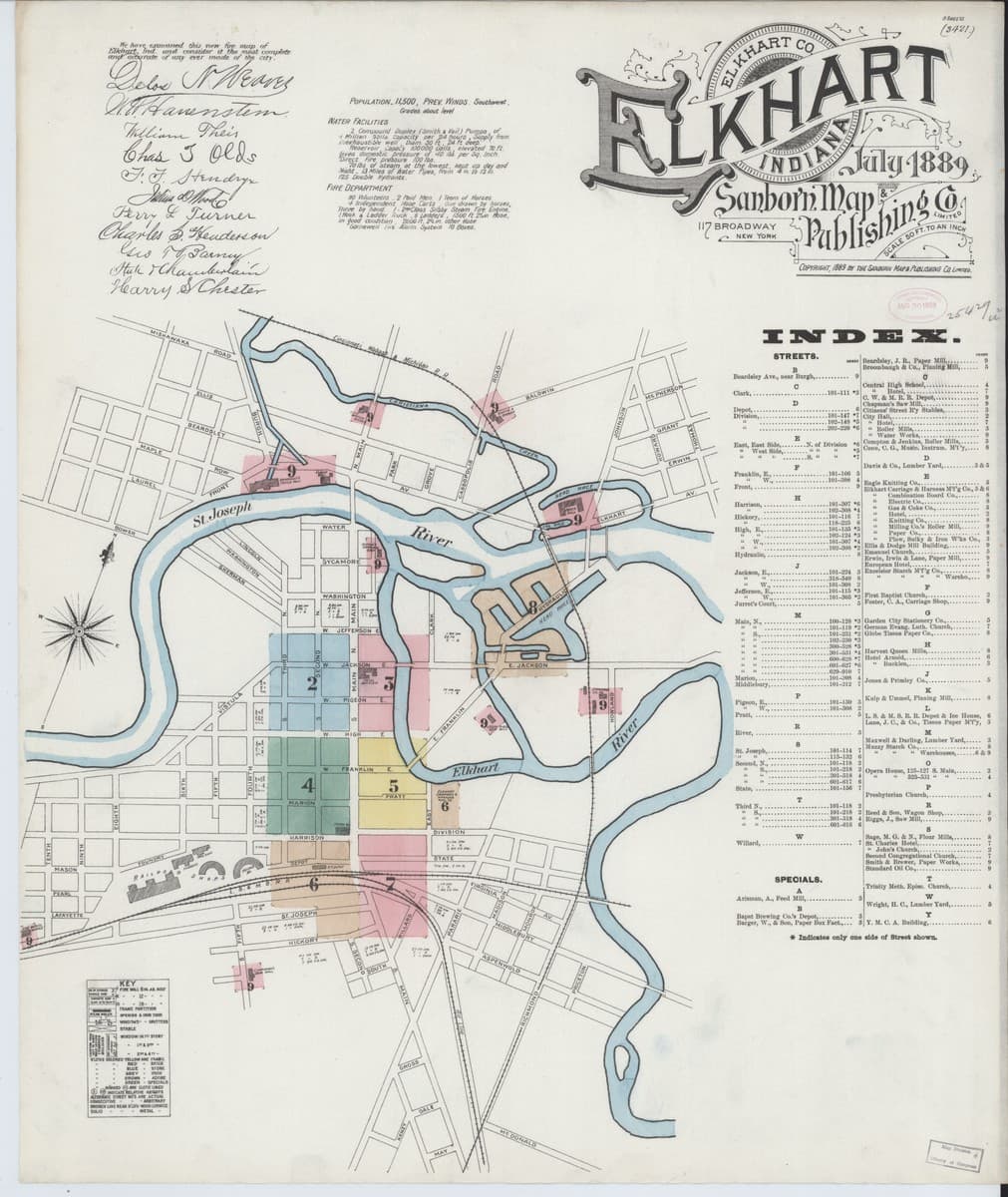 Elkhart, Indiana - 1889 Sanborn Map