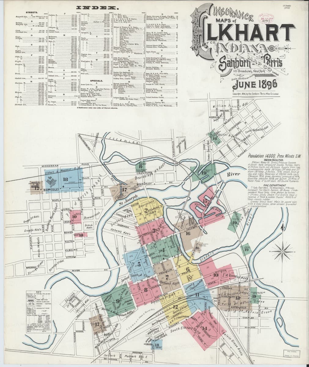 Elkhart, Indiana - 1896 Sanborn Map