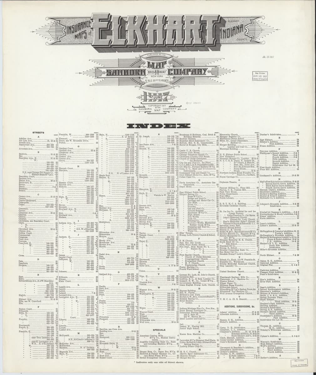 Elkhart, Indiana - 1917 Sanborn Map