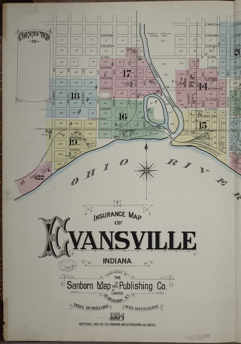 Sanborn Fire Insurance Map: Evansville, Indiana (1884)