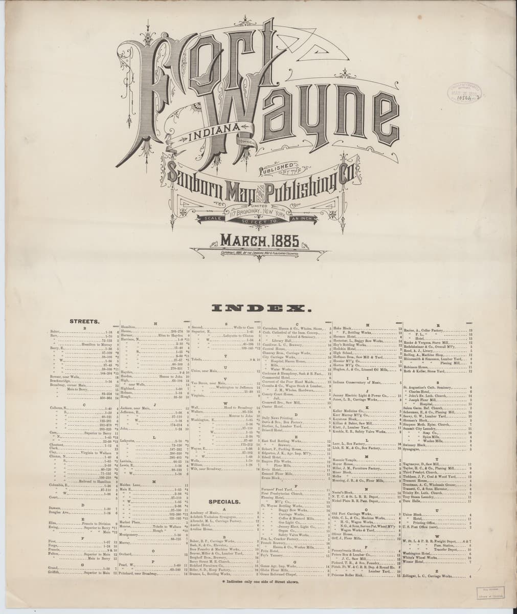 Fort Wayne, Indiana - 1885 Sanborn Map