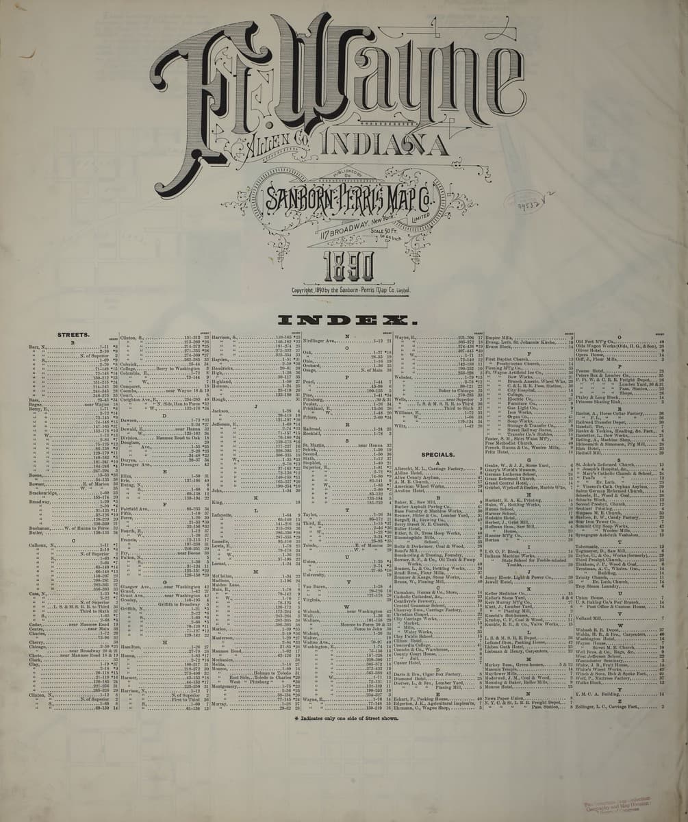 Fort Wayne, Indiana - 1890 Sanborn Map