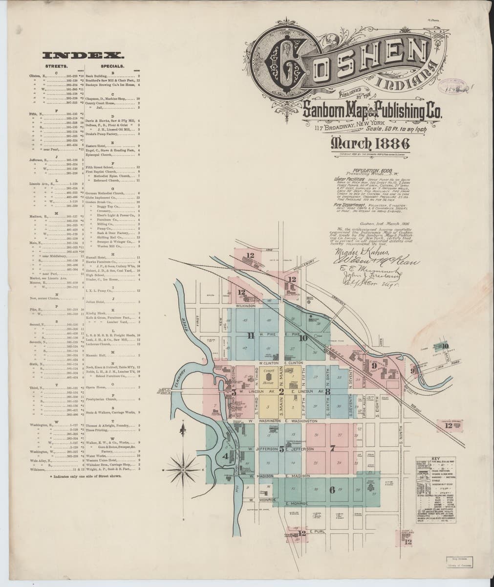 Goshen, Indiana - 1886 Sanborn Map