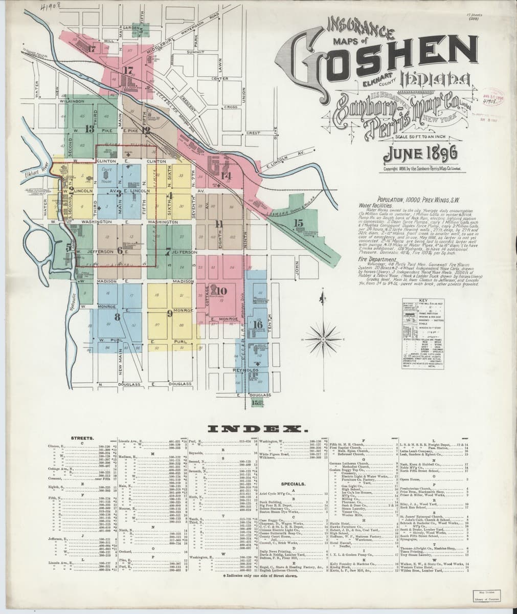 Goshen, Indiana - 1896 Sanborn Map