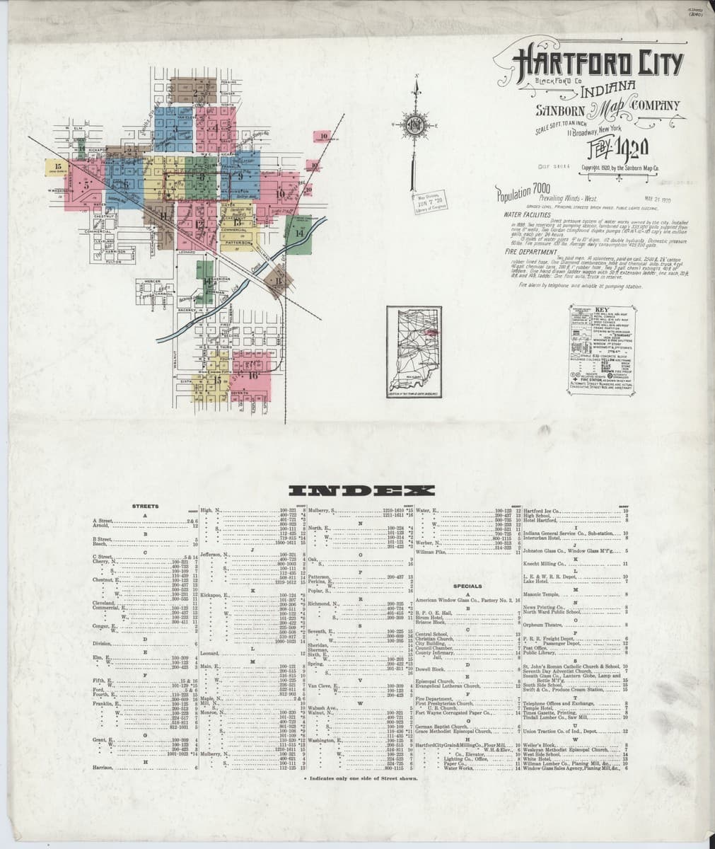 Hartford City, Indiana - 1920 Sanborn Map