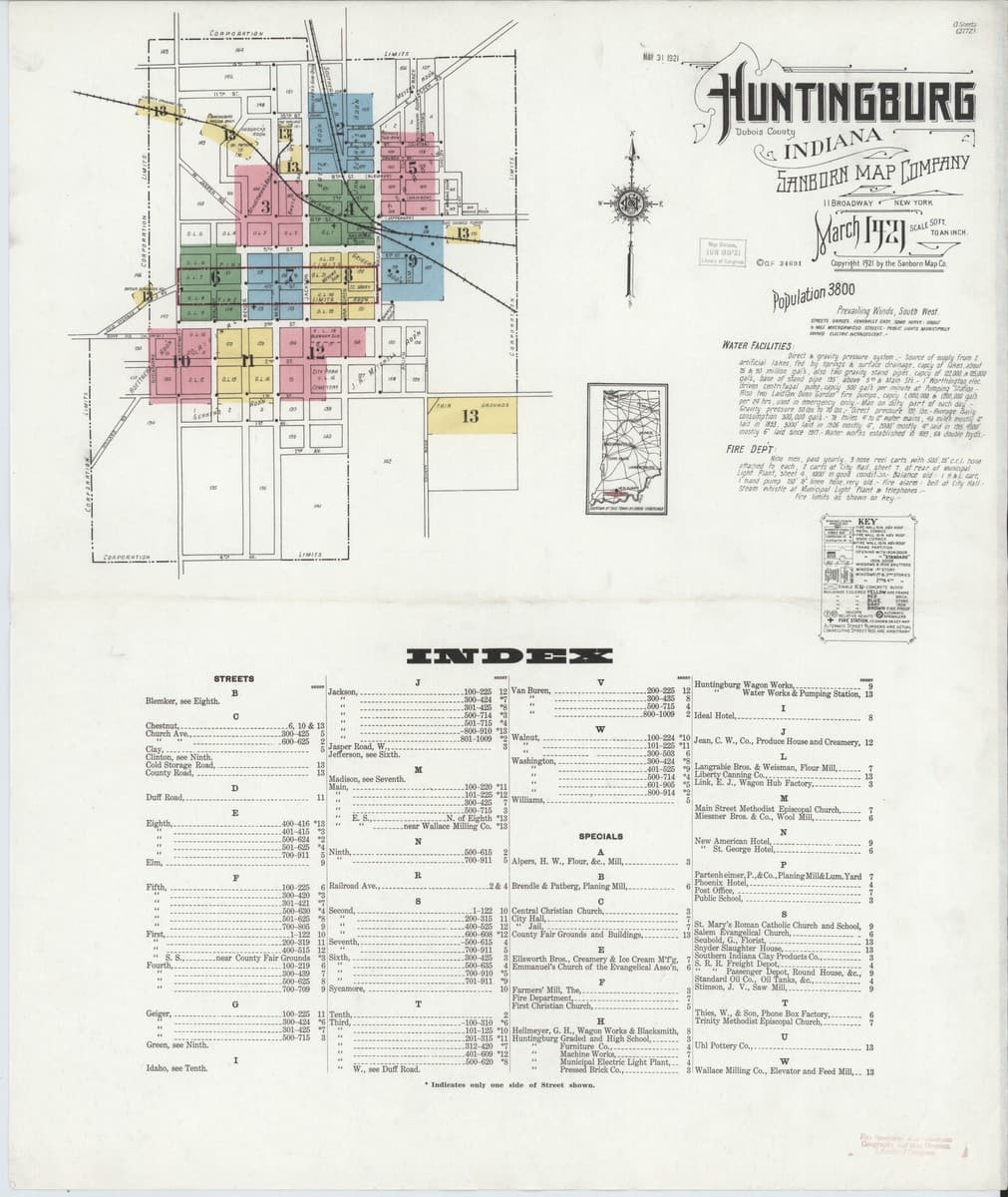 Huntingburg, Indiana - 1921 Sanborn Map
