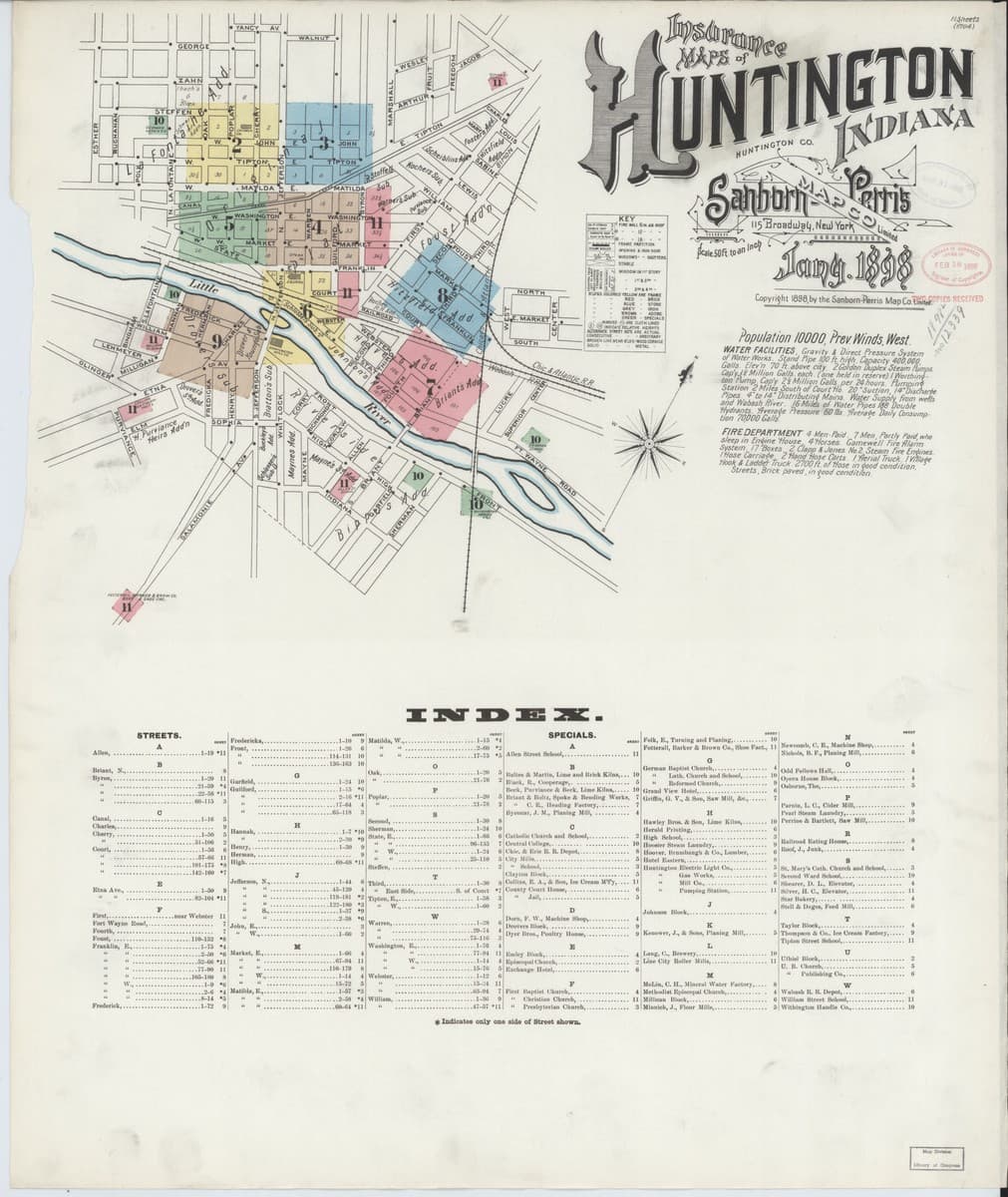 Huntington, Indiana - 1898 Sanborn Map