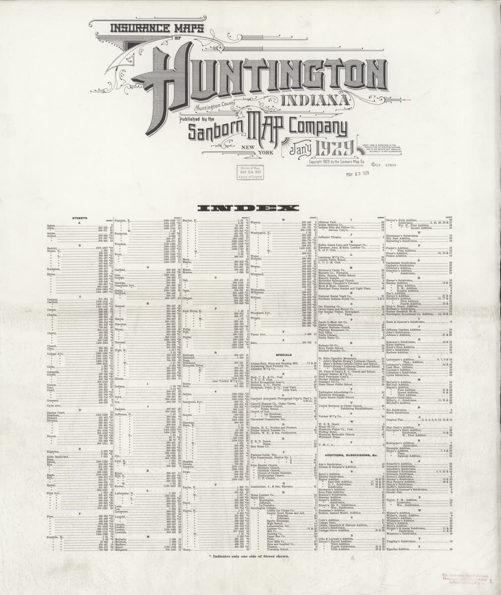 Huntington, Indiana - 1929 Sanborn Map