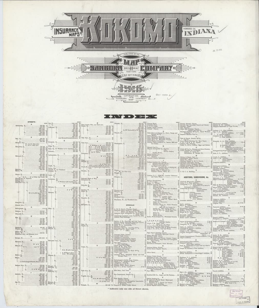 Kokomo, Indiana - 1916 Sanborn Map