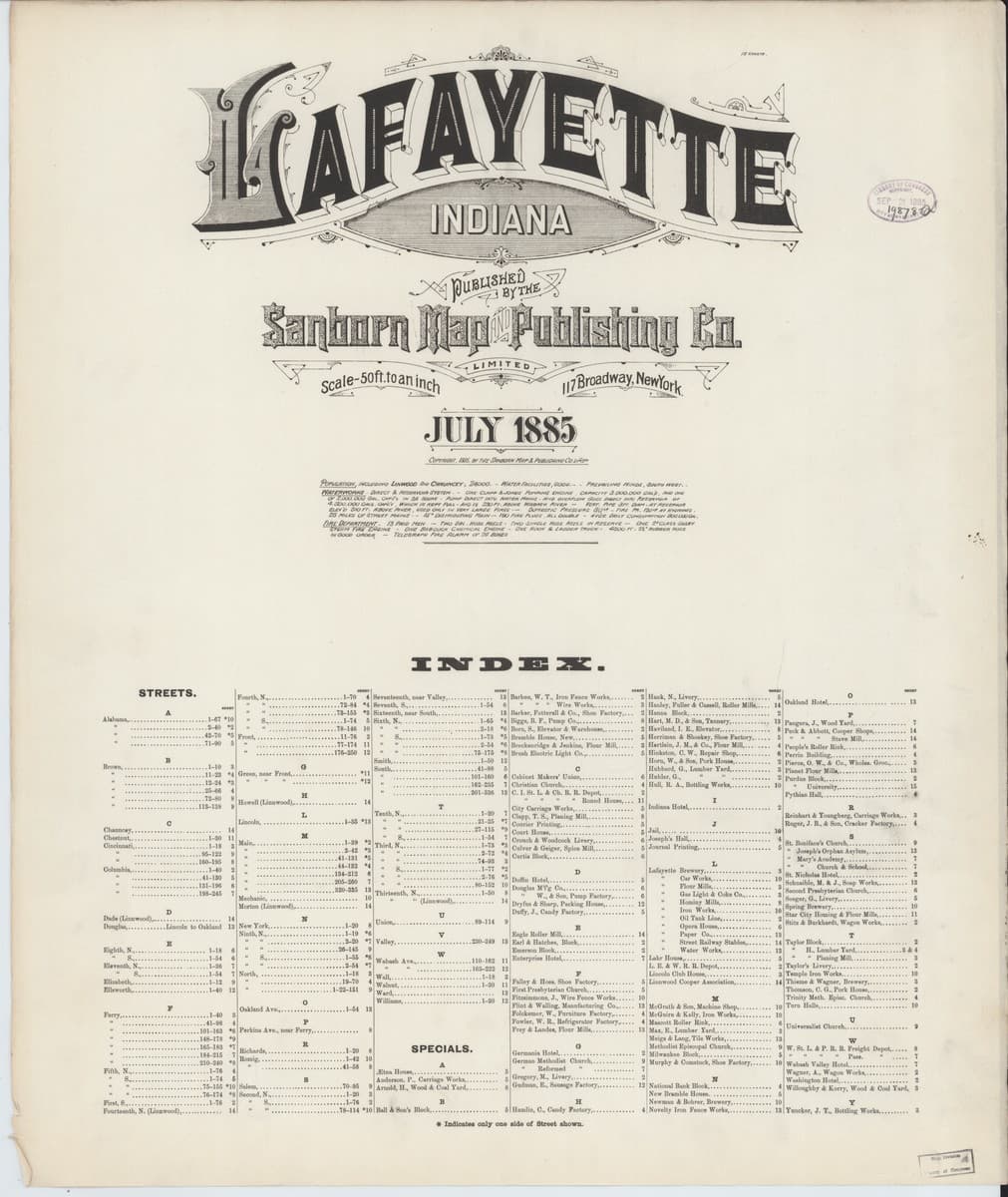 Lafayette, Indiana - 1885 Sanborn Map