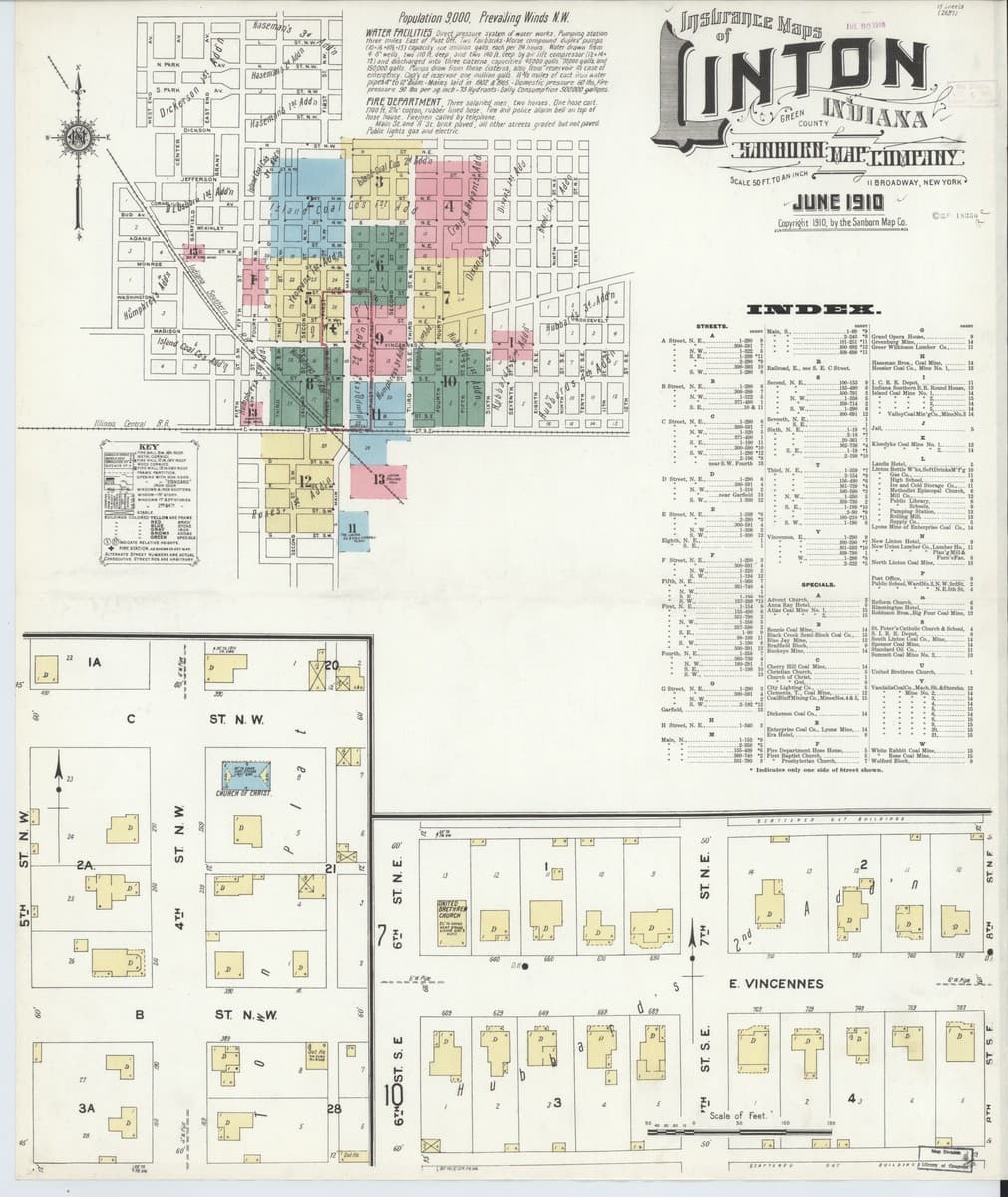 Linton, Indiana - 1910 Sanborn Map