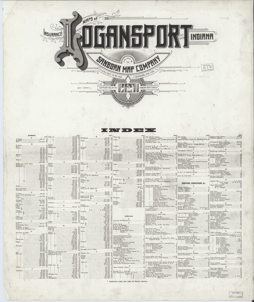 Logansport, Indiana - 1920 Sanborn Map