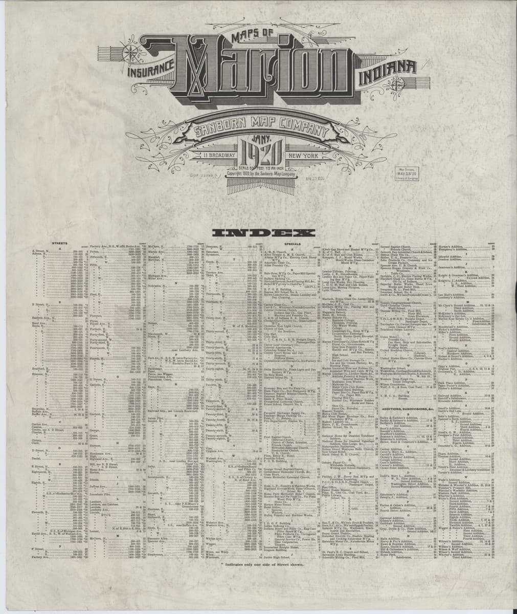 Marion, Indiana - 1920 Sanborn Map