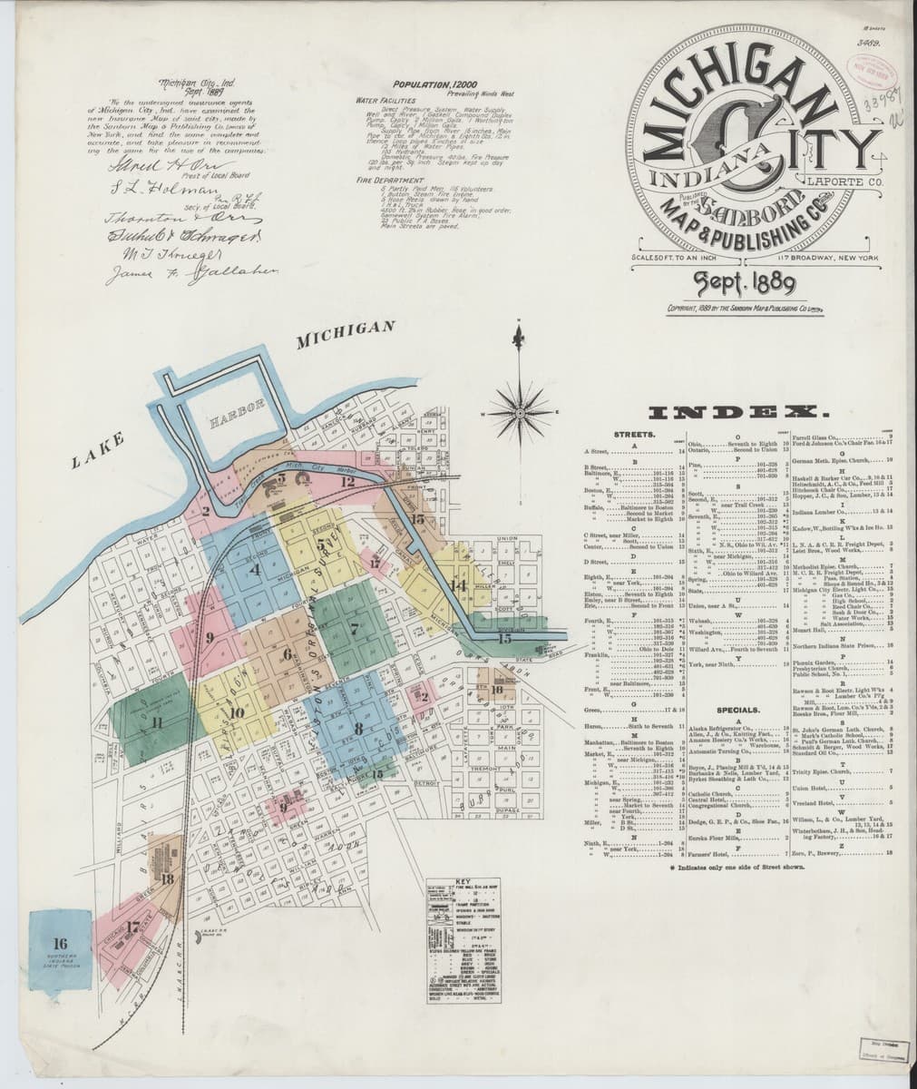 Michigan City, Indiana - 1889 Sanborn Map