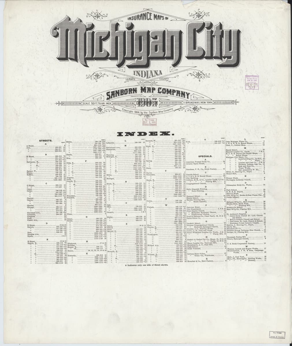 Michigan City, Indiana - 1905 Sanborn Map