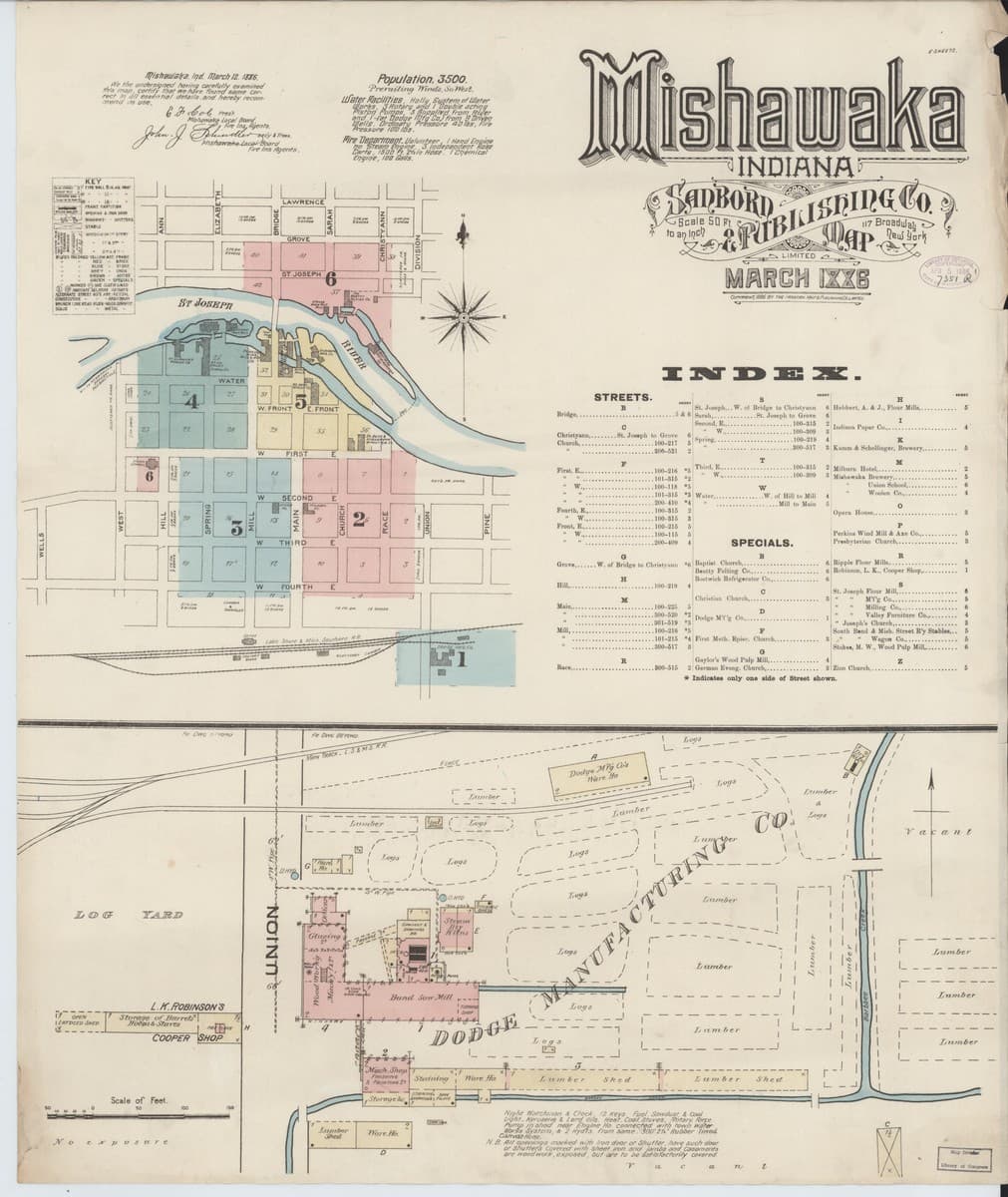 Mishawaka, Indiana - 1886 Sanborn Map