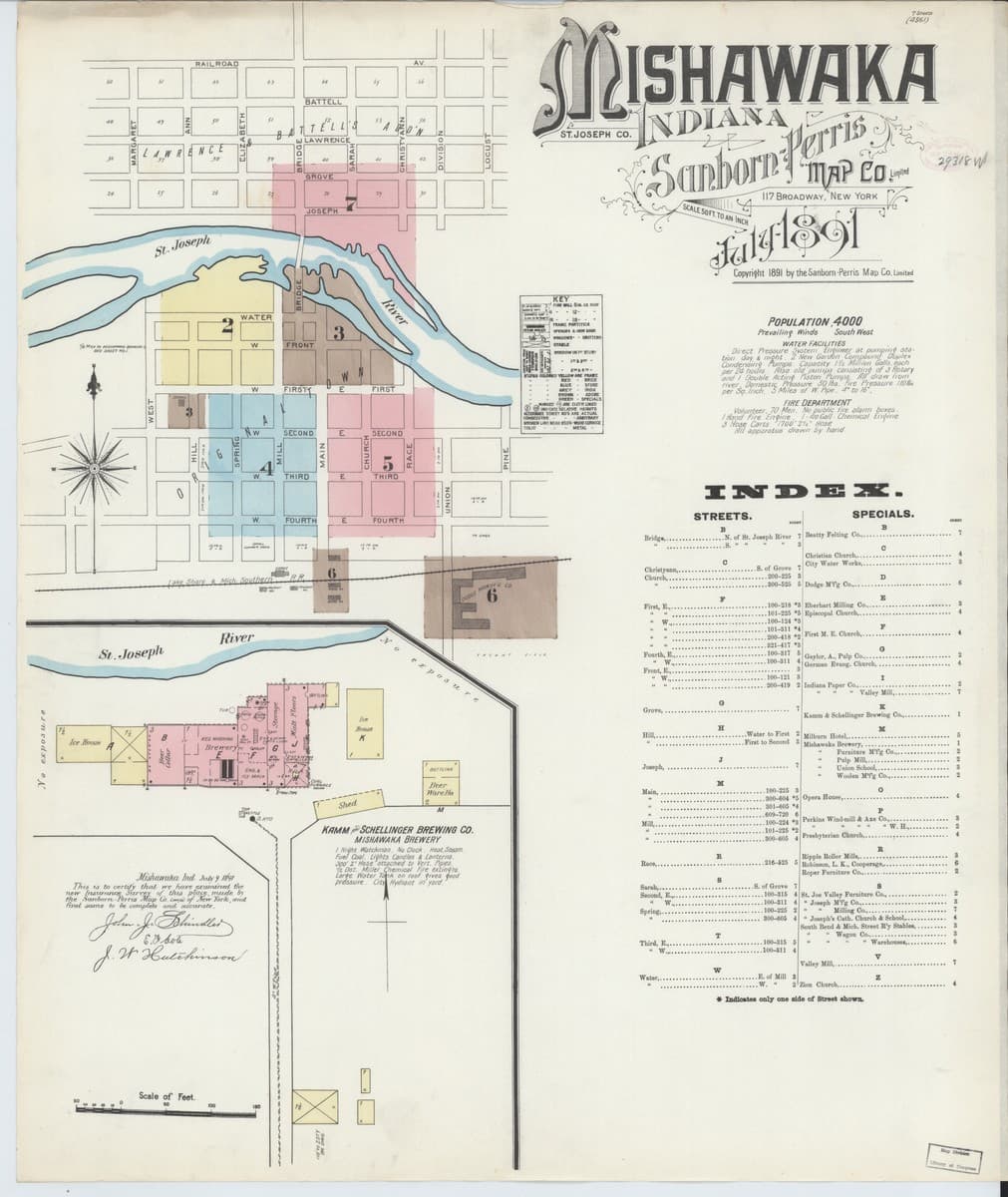 Mishawaka, Indiana - 1891 Sanborn Map