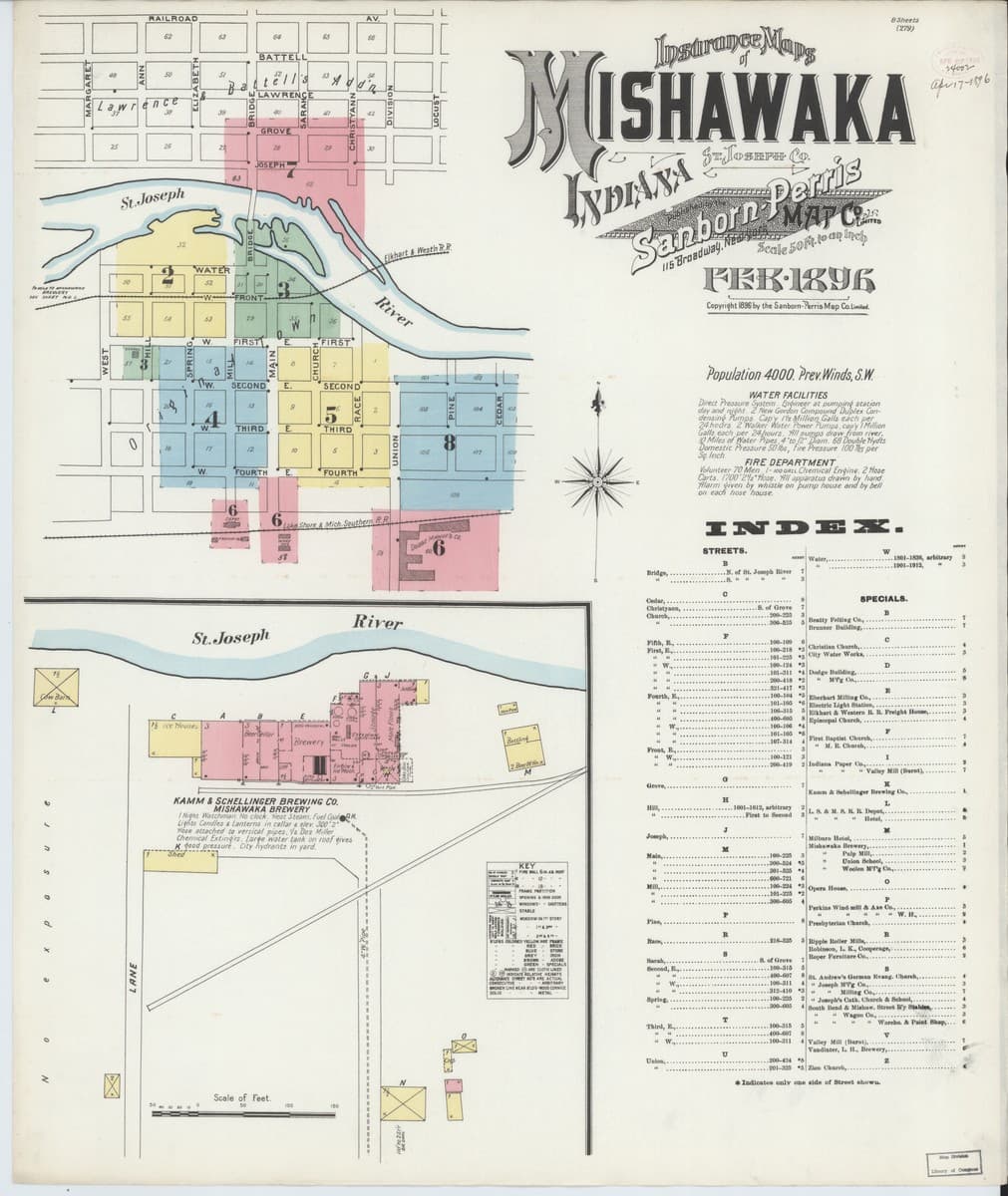 Mishawaka, Indiana - 1896 Sanborn Map