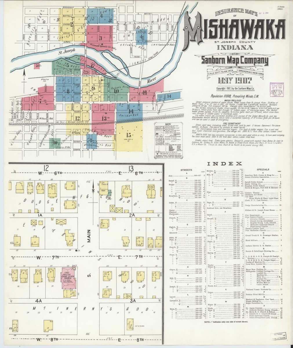 Mishawaka, Indiana - 1907 Sanborn Map