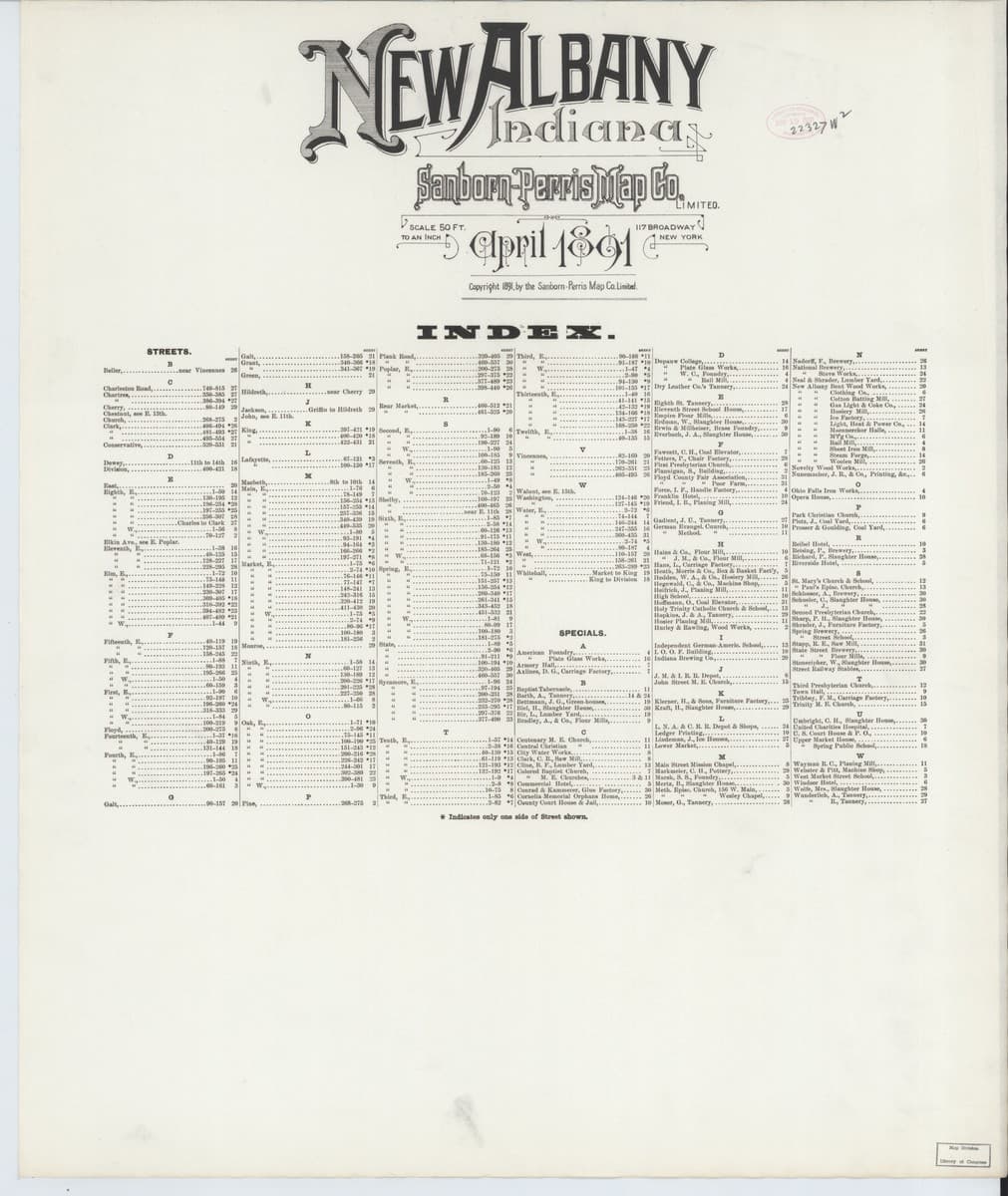 New Albany, Indiana - 1891 Sanborn Map