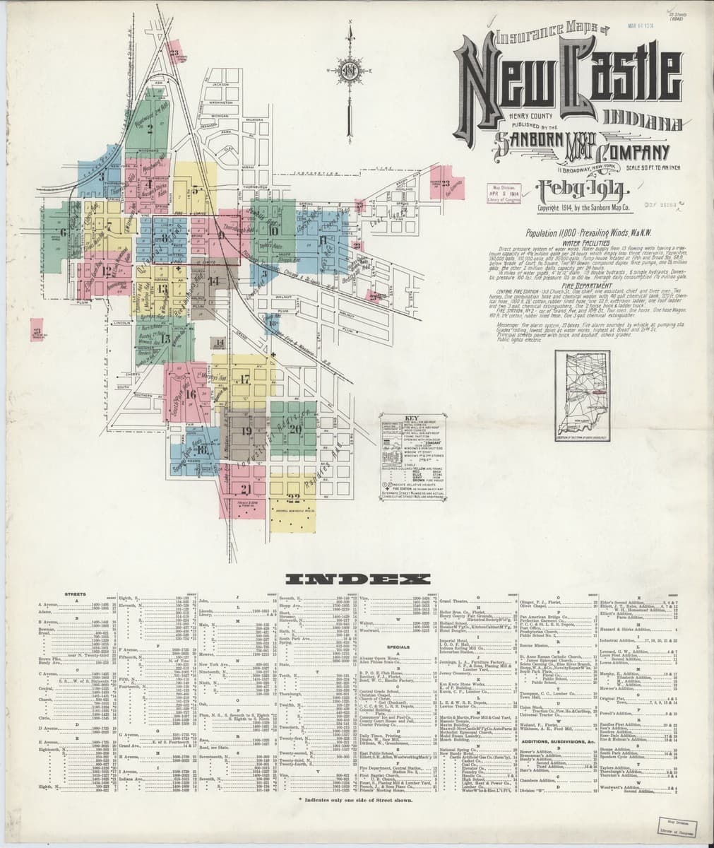 New Castle, Indiana - 1914 Sanborn Map