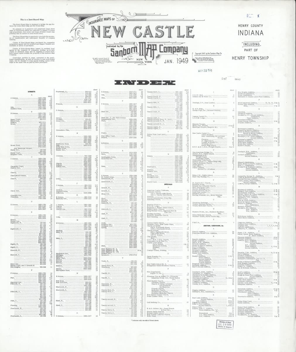 New Castle, Indiana - 1949 Sanborn Map