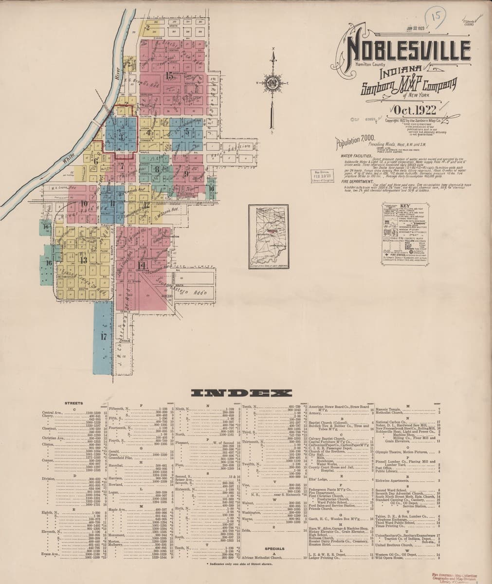 Noblesville, Indiana - 1922 Sanborn Map