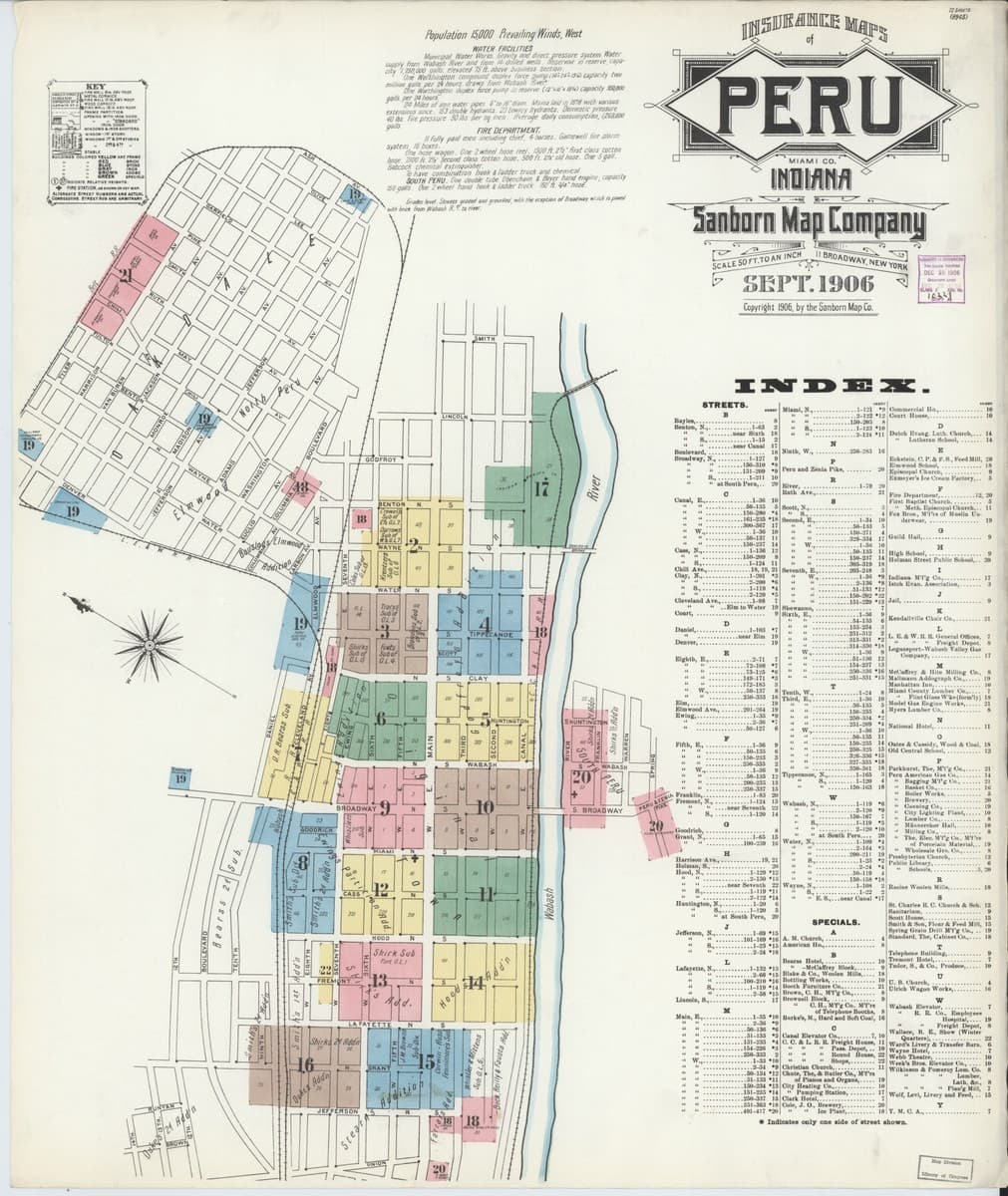 Peru, Indiana - 1906 Sanborn Map