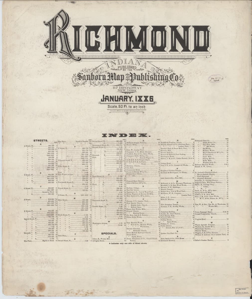 Richmond, Indiana - 1886 Sanborn Map