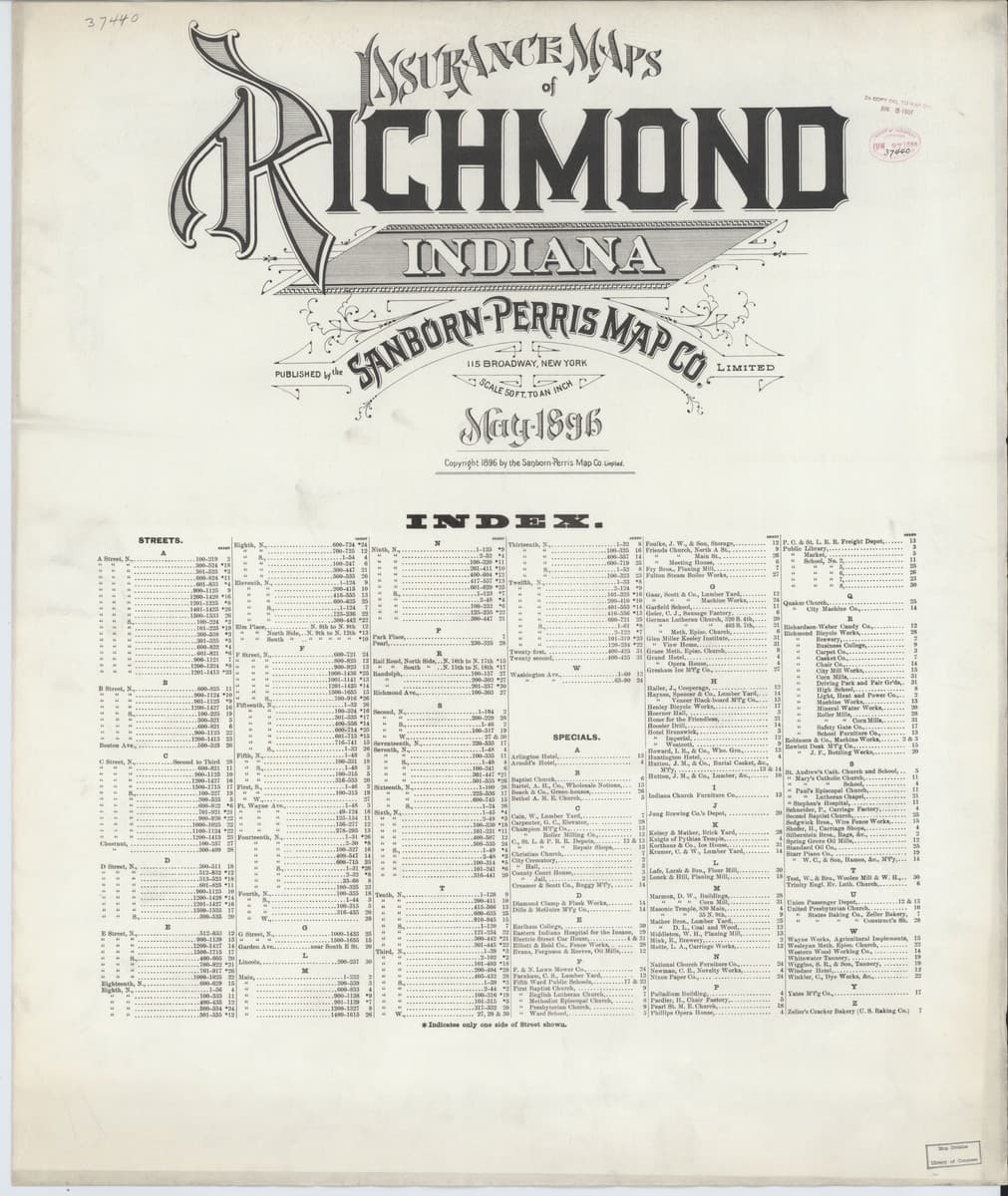 Richmond, Indiana - 1896 Sanborn Map