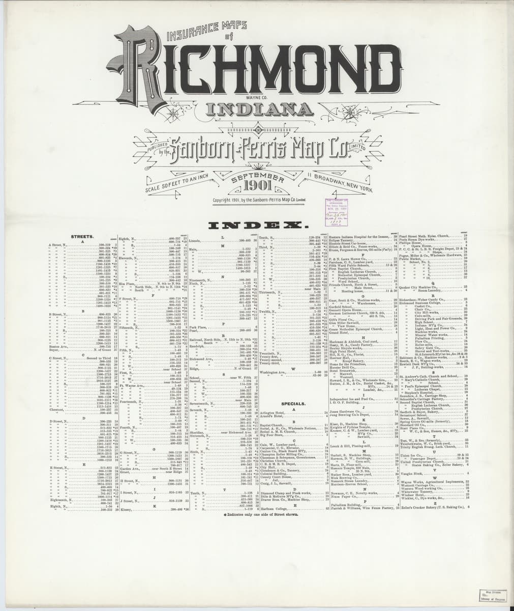Richmond, Indiana - 1901 Sanborn Map