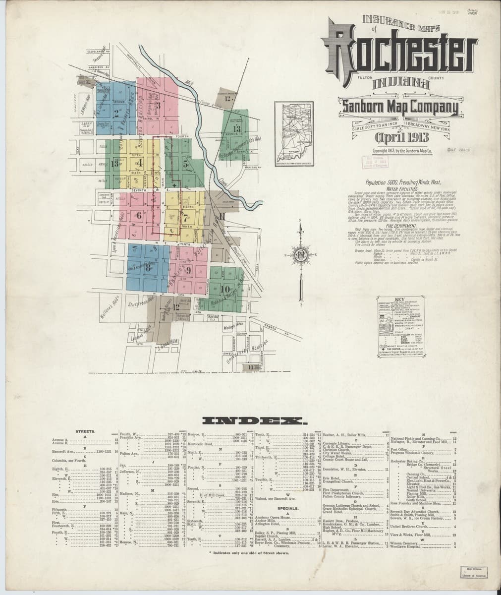 Rochester, Indiana - 1913 Sanborn Map