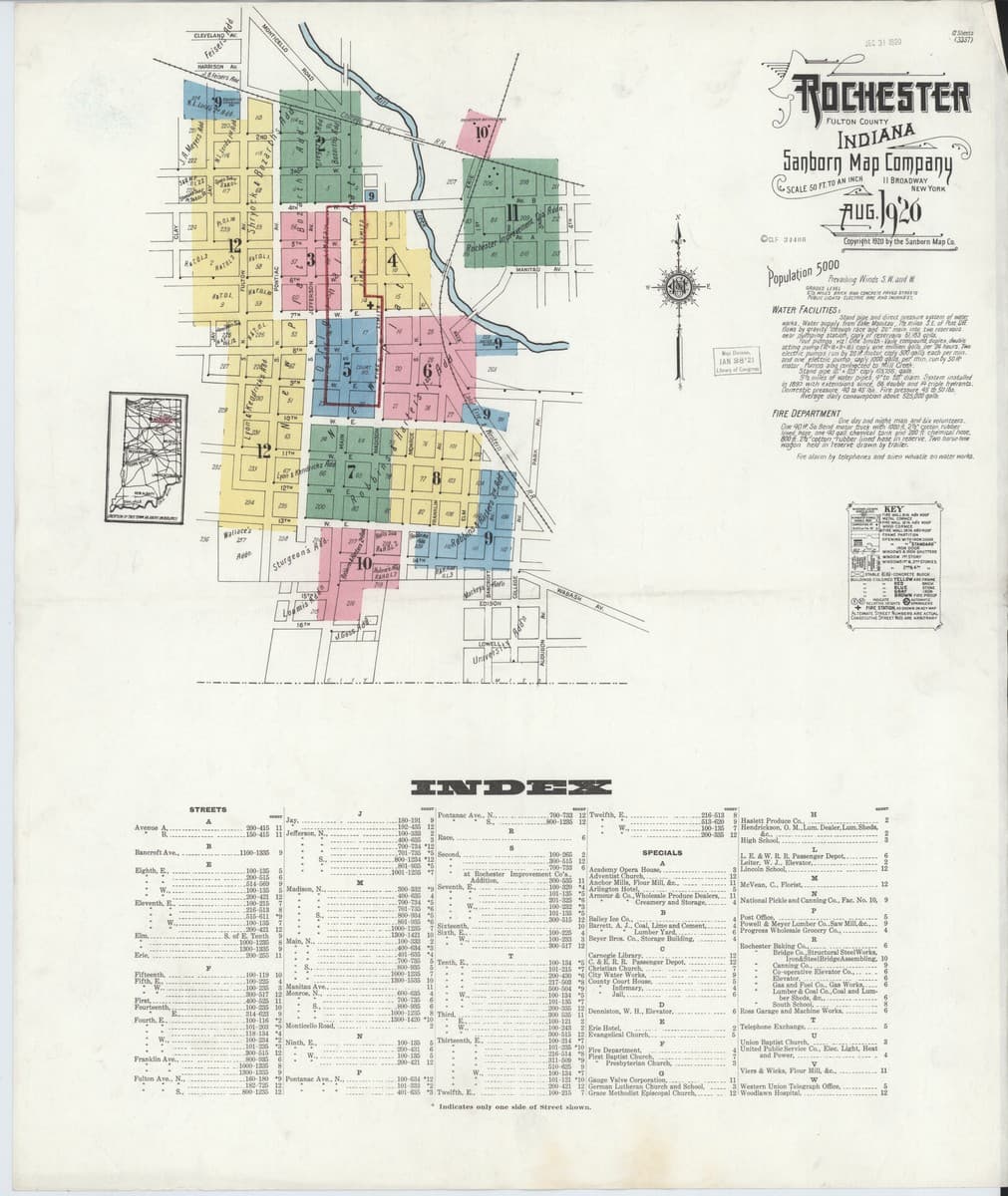 Rochester, Indiana - 1926 Sanborn Map