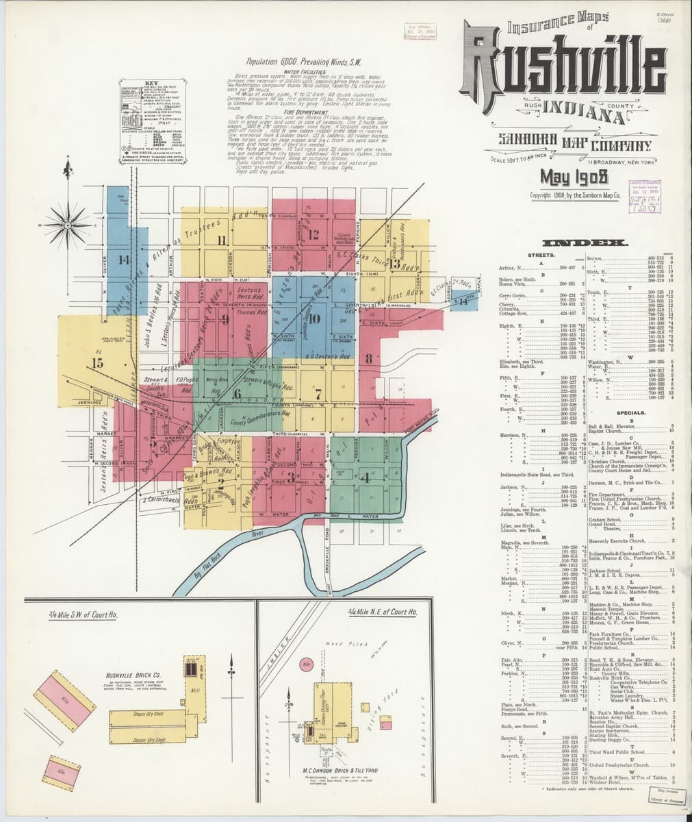 Rushville, Indiana - 1908 Sanborn Map