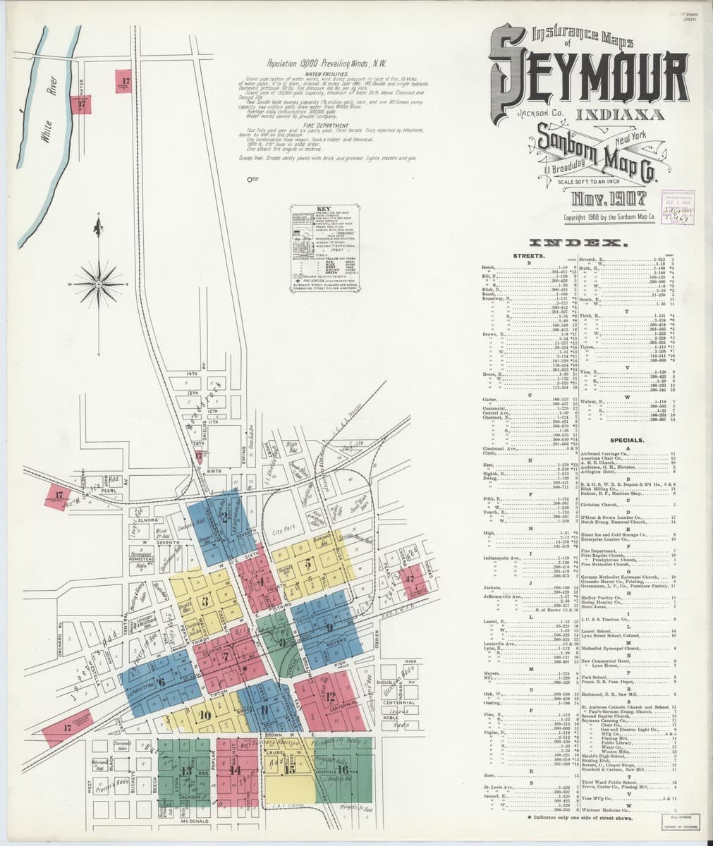 Seymour, Indiana - 1907 Sanborn Map