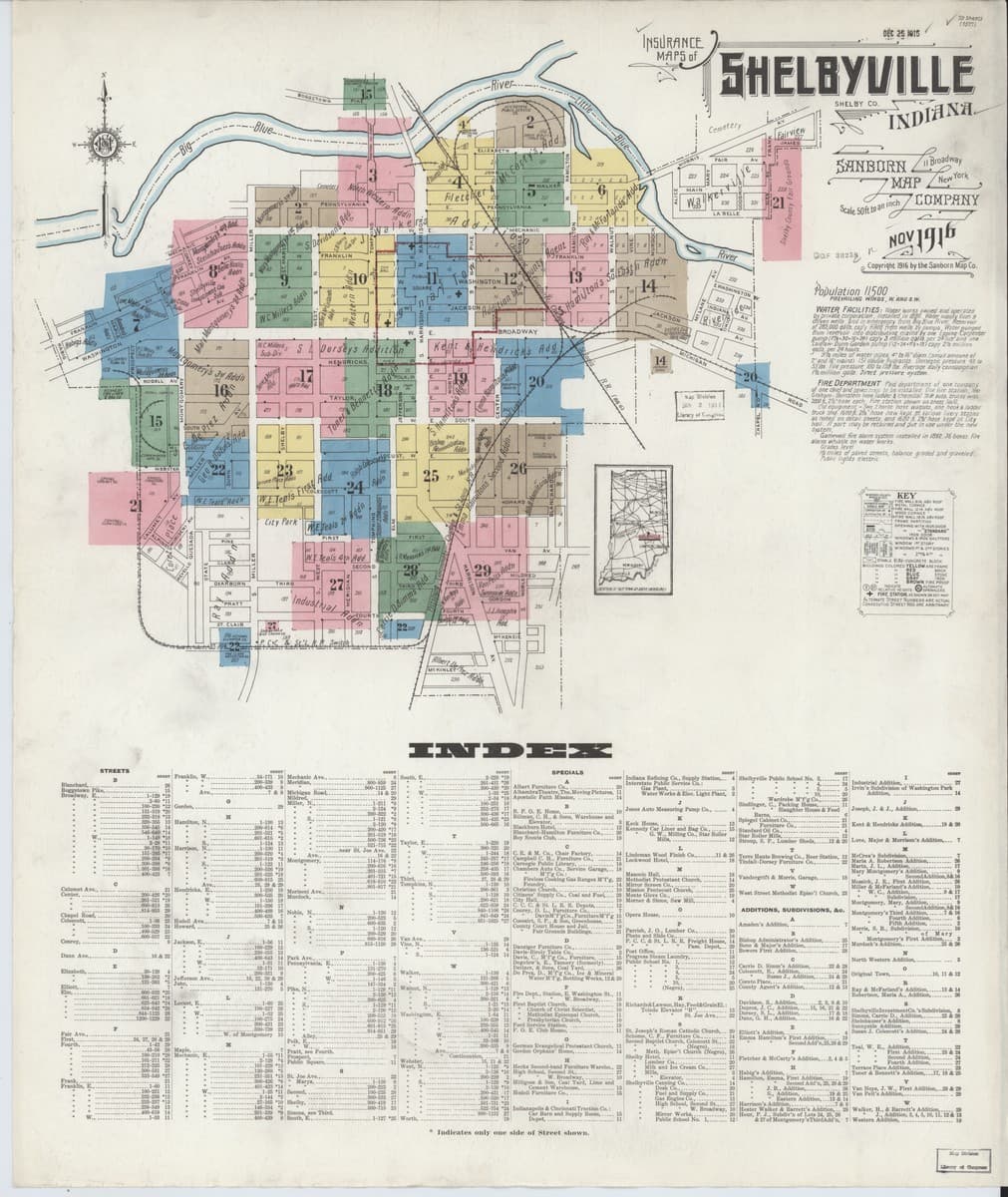 Shelbyville, Indiana - 1916 Sanborn Map