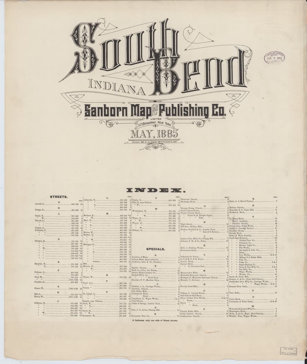 Framed print of South Bend, Indiana (1885)
