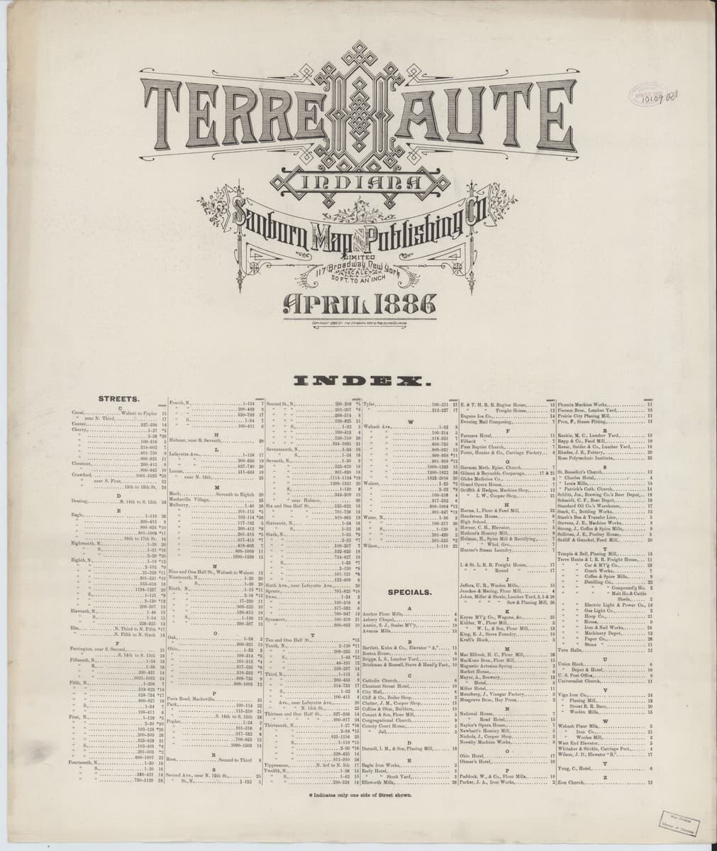 Terre Haute, Indiana - 1886 Sanborn Map