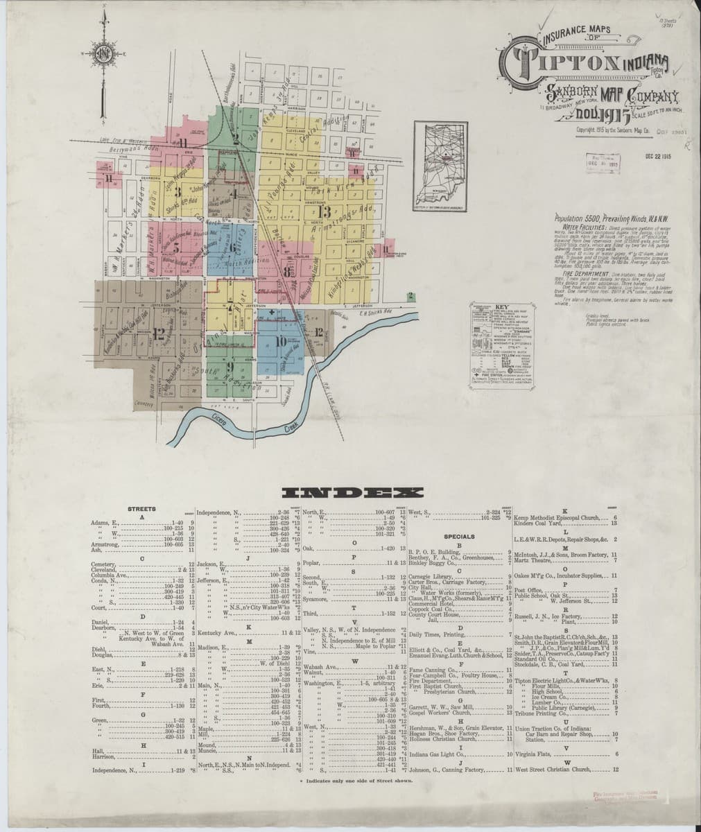 Tipton, Indiana - 1915 Sanborn Map