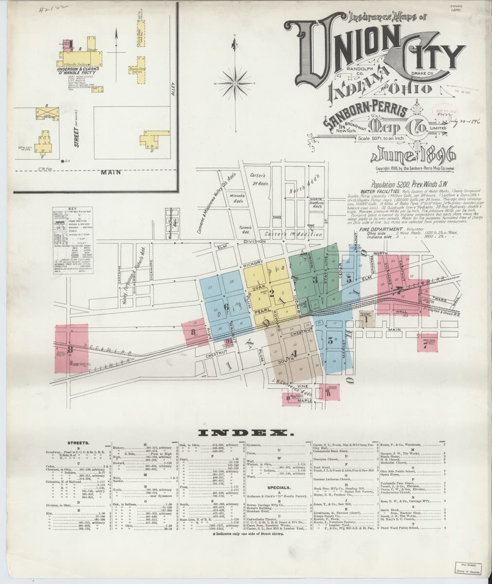 Union City, Indiana - 1896 Sanborn Map