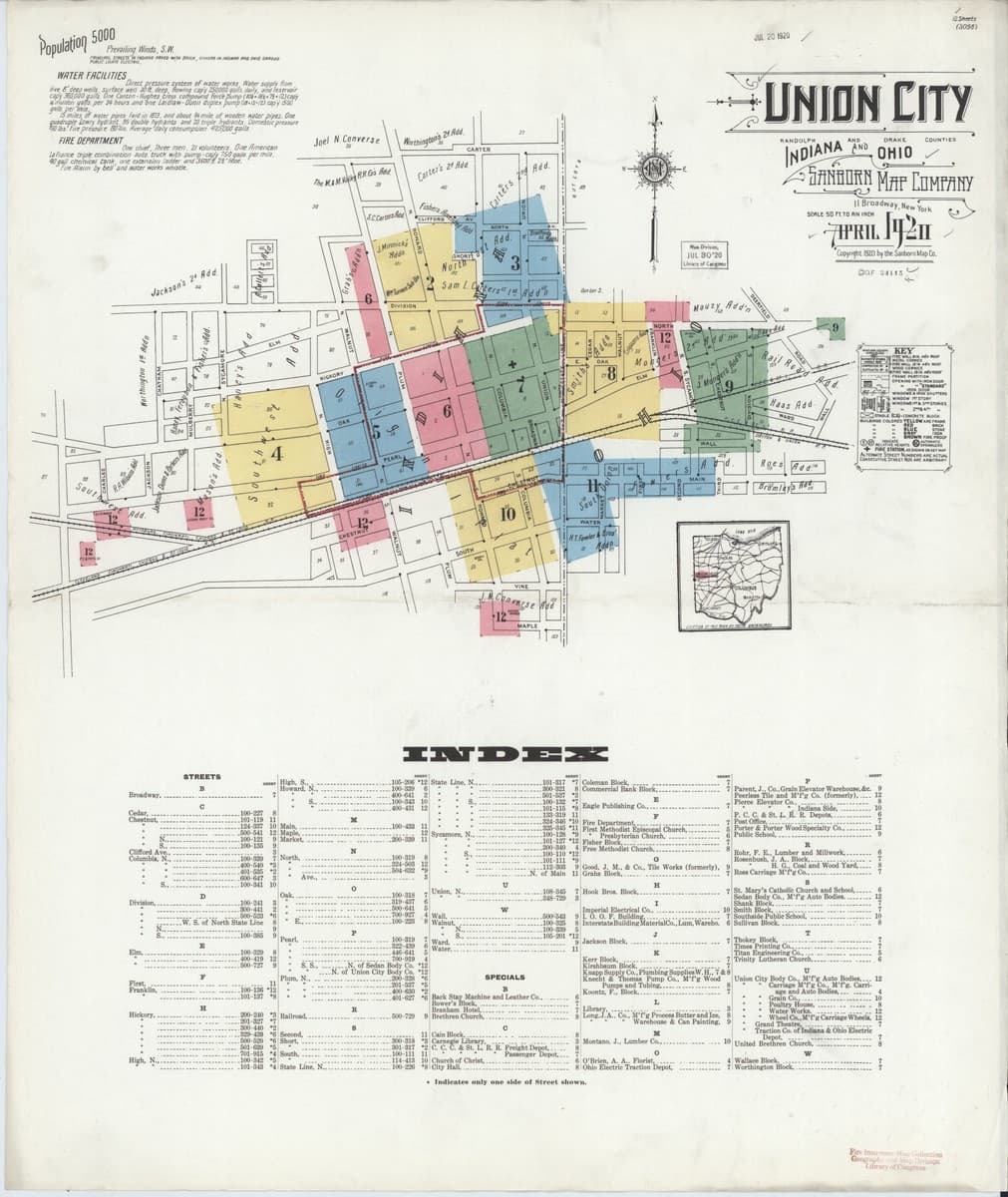Union City, Indiana - 1920 Sanborn Map