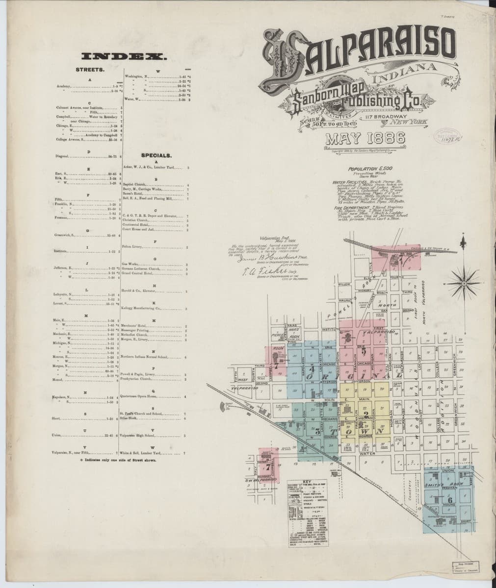 Valparaiso, Indiana - 1886 Sanborn Map