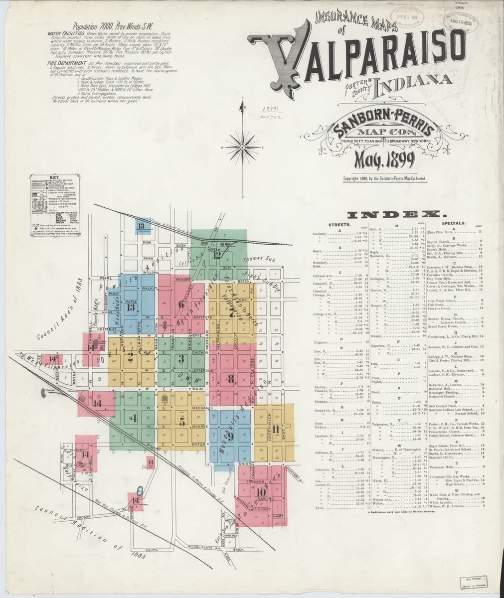 Valparaiso, Indiana - 1899 Sanborn Map