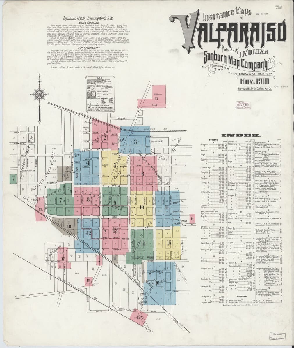 Valparaiso, Indiana - 1910 Sanborn Map