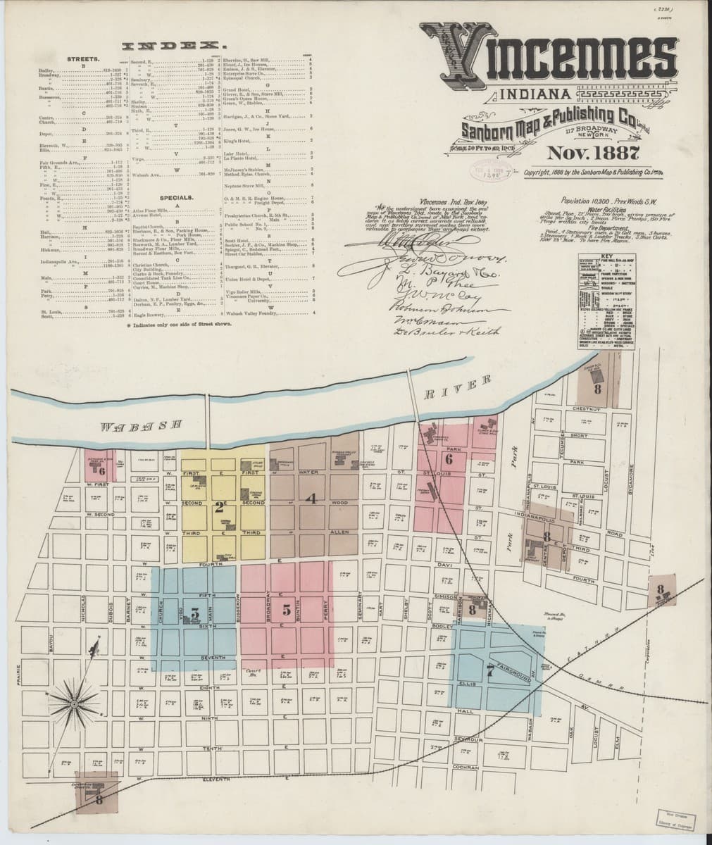 Vincennes, Indiana - 1887 Sanborn Map