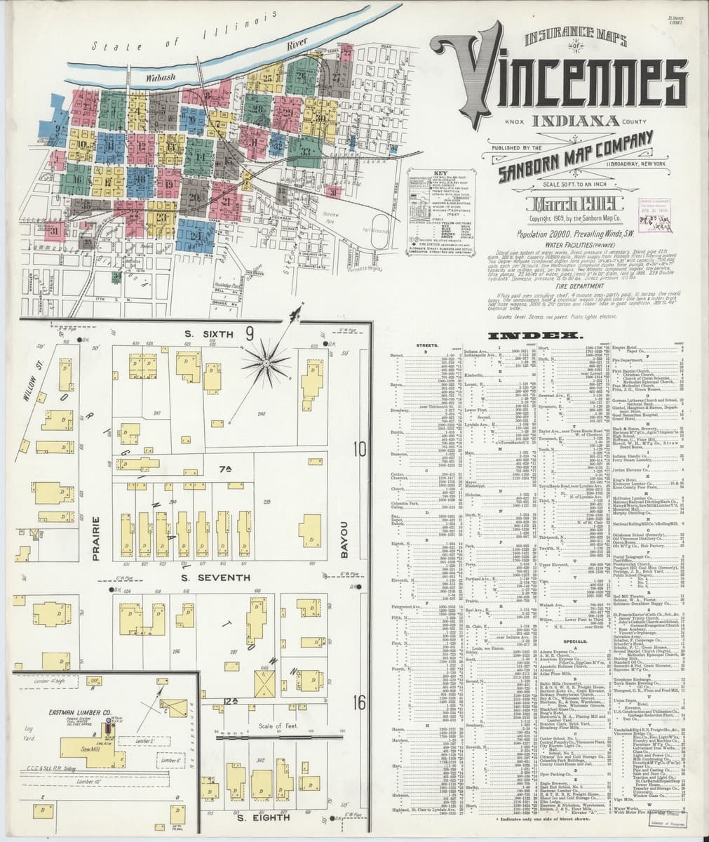 Vincennes, Indiana - 1909 Sanborn Map