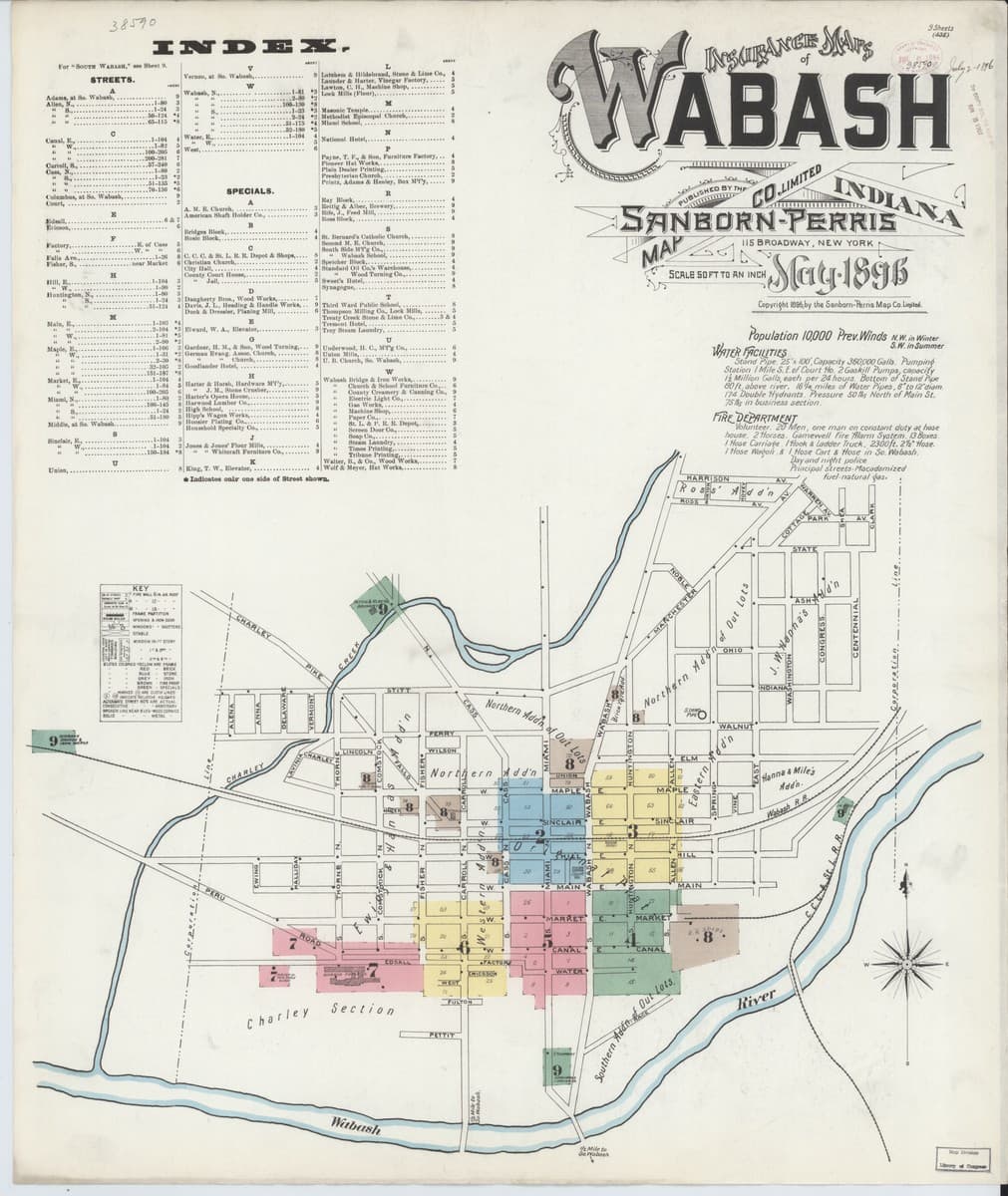 Wabash, Indiana - 1896 Sanborn Map
