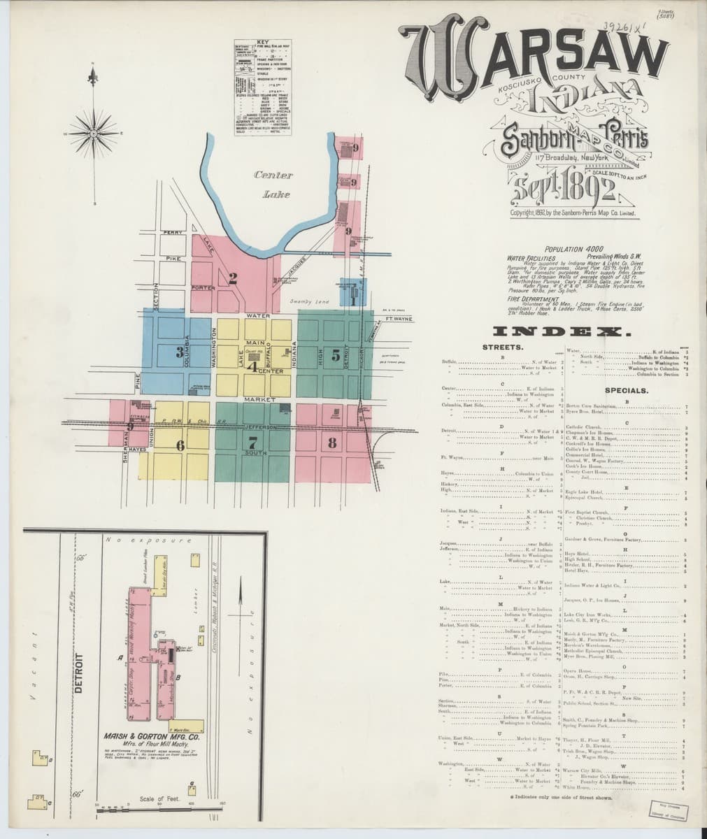 Warsaw, Indiana - 1892 Sanborn Map