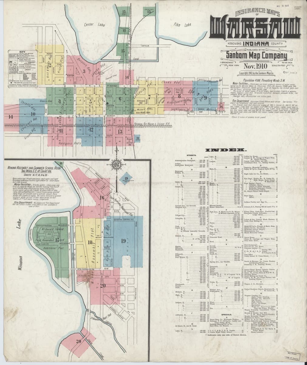 Warsaw, Indiana - 1910 Sanborn Map