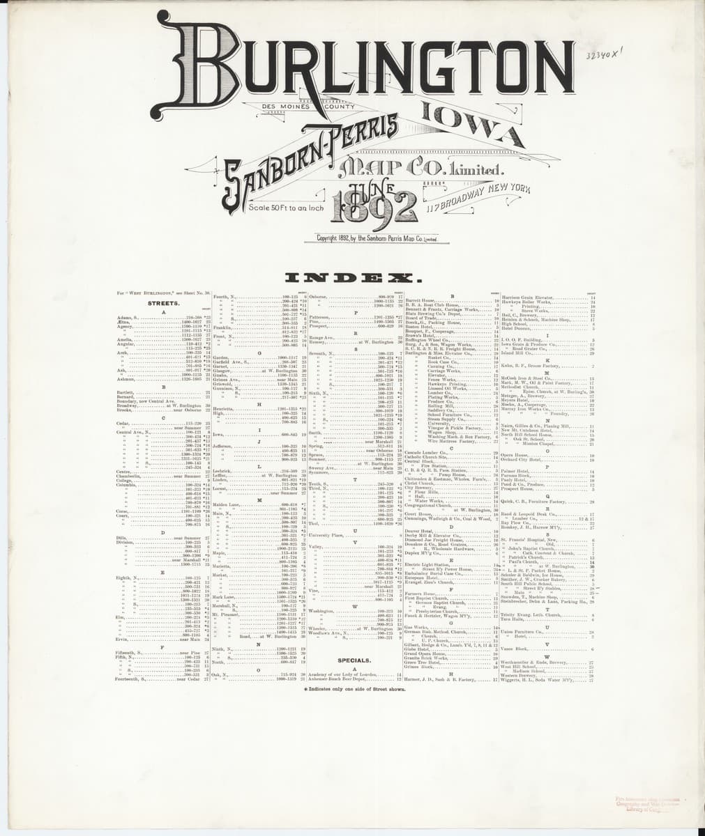 Burlington, Iowa - 1892 Sanborn Map
